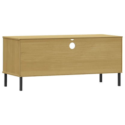 vidaXL Meuble TV OSLO avec pieds en métal Marron Bois de pin massif