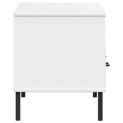 vidaXL TV-Schrank OSLO mit Metallbeinen Weiß Massivholz Kiefer