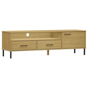 vidaXL Meuble TV OSLO avec pieds en métal Marron Bois de pin massif