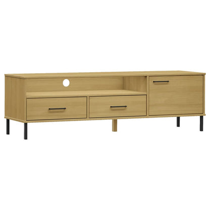 vidaXL TV-Schrank OSLO mit Metallbeinen Braun Massivholz Kiefer