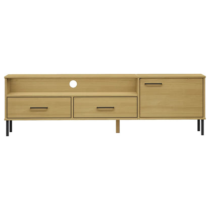vidaXL TV-Schrank OSLO mit Metallbeinen Braun Massivholz Kiefer