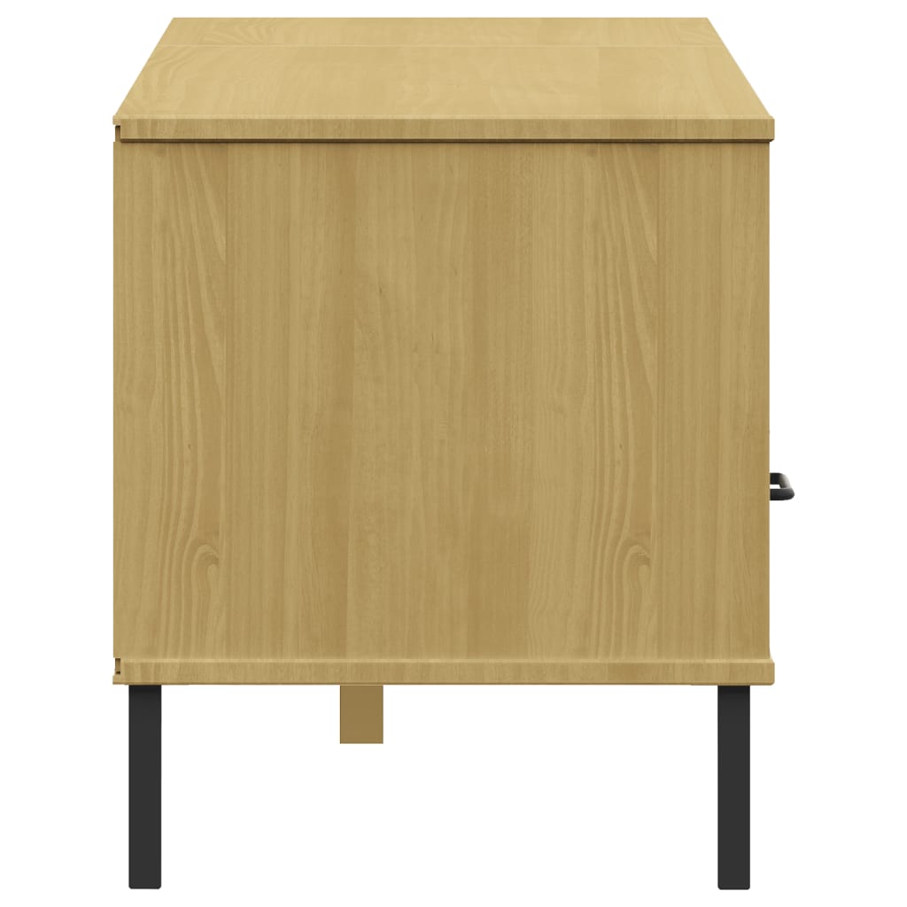 vidaXL TV-Schrank OSLO mit Metallbeinen Braun Massivholz Kiefer