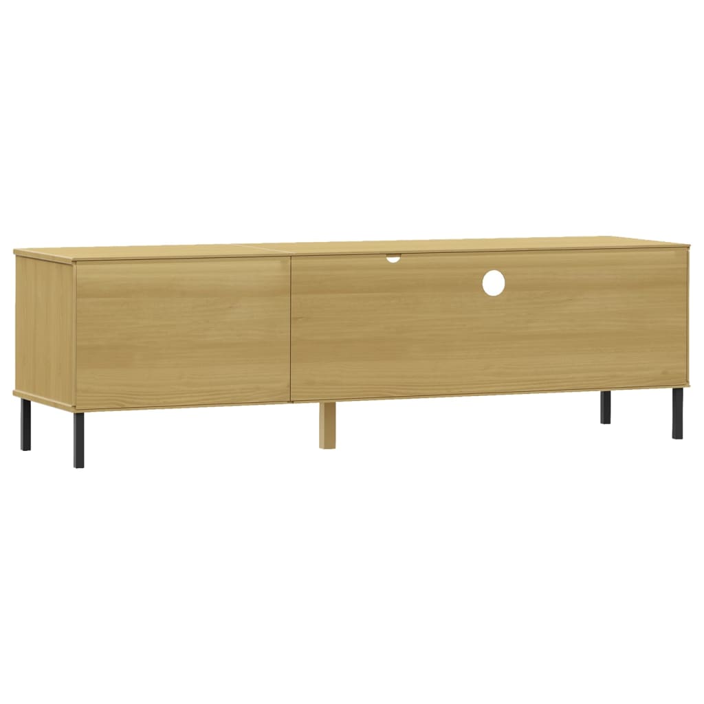 vidaXL TV-Schrank OSLO mit Metallbeinen Braun Massivholz Kiefer
