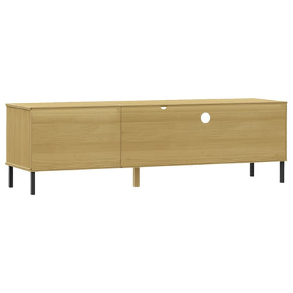 vidaXL TV-Schrank OSLO mit Metallbeinen Braun Massivholz Kiefer