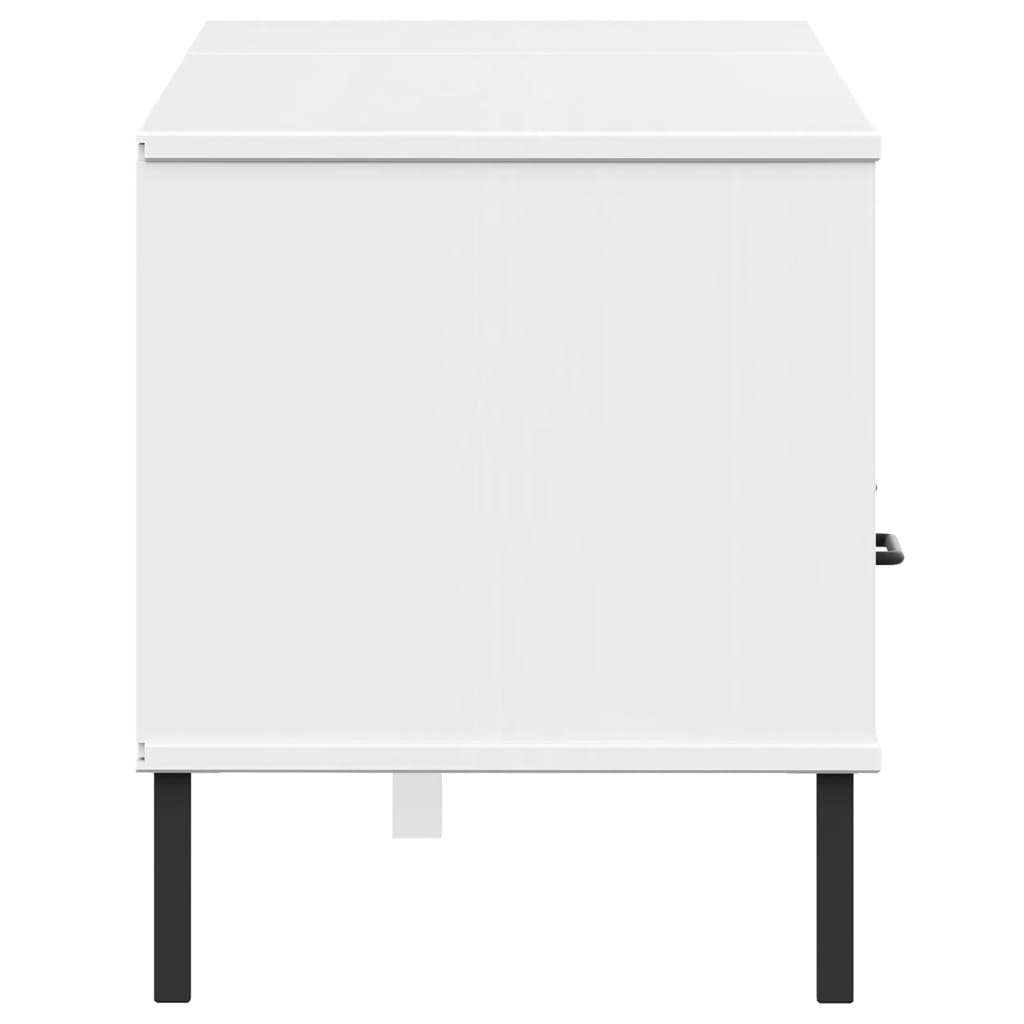 vidaXL TV-Schrank OSLO mit Metallbeinen Weiß Massivholz Kiefer
