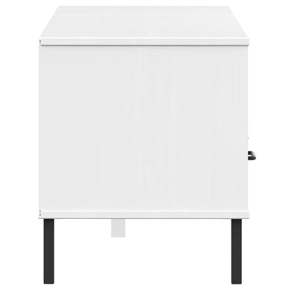 vidaXL TV-Schrank OSLO mit Metallbeinen Weiß Massivholz Kiefer