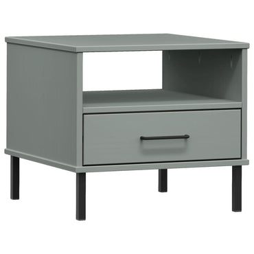 vidaXL Table de chevet OSLO avec pieds en métal gris pin massif