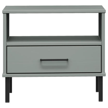 vidaXL Table de chevet OSLO avec pieds en métal gris pin massif