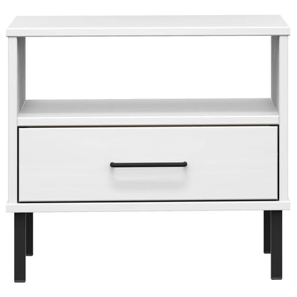 vidaXL Table de chevet OSLO avec pieds en métal blanc bois de pin massif