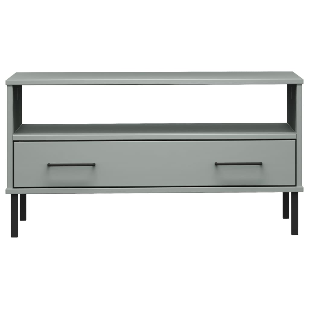 vidaXL Table basse OSLO avec pieds en métal Gris 85x50x45 cm Bois massif