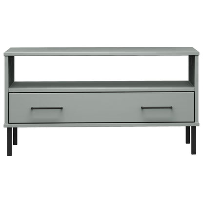 vidaXL Table basse OSLO avec pieds en métal Gris 85x50x45 cm Bois massif
