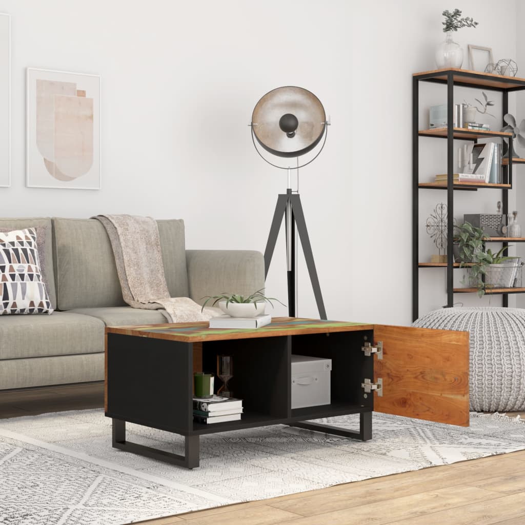 vidaXL Table basse 80x50x40 cm en bois de récupération massif et bois d'ingénierie