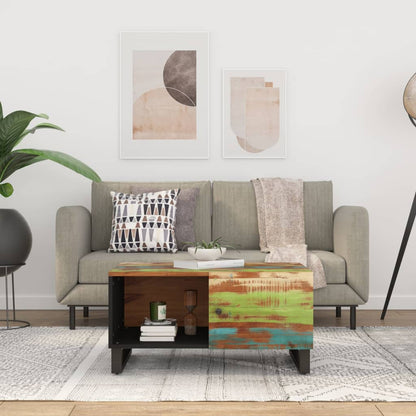 vidaXL Table basse 80x50x40 cm en bois de récupération massif et bois d'ingénierie