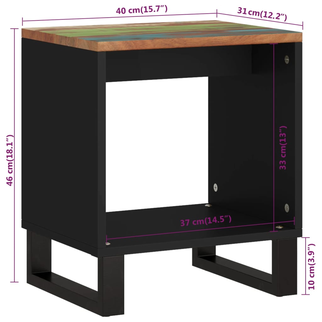 vidaXL Couchtisch 40x31x46 cm Altholz Massiv & Holzwerkstoff