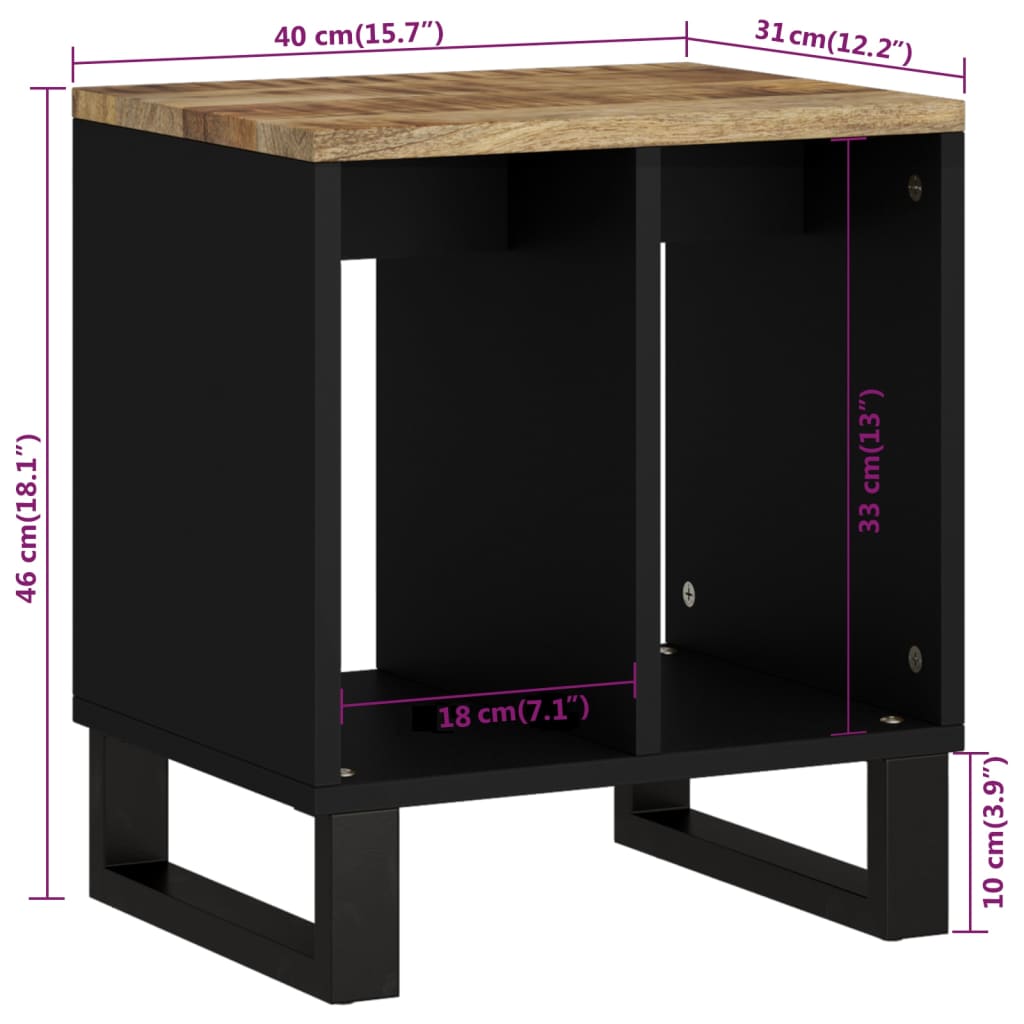 vidaXL Beistelltisch 40x31x46 cm Massivholz Mango & Holzwerkstoff