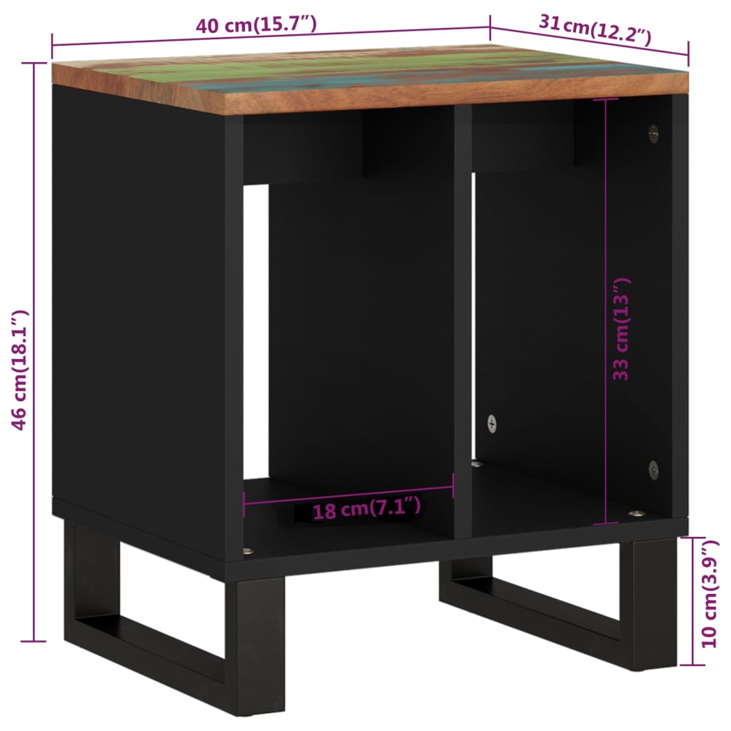 vidaXL Beistelltisch 40x31x46 cm Altholz Massiv & Holzwerkstoff