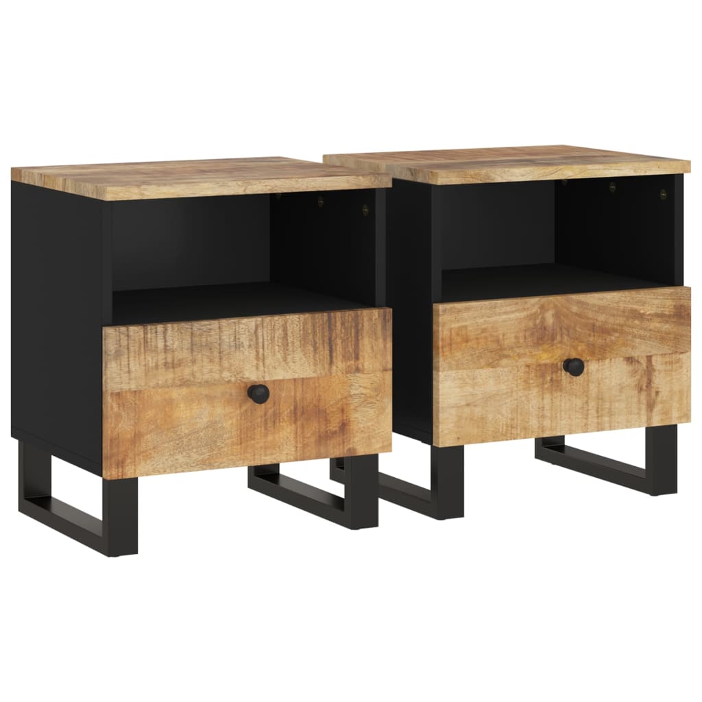 vidaXL Nachttische 2 Stk. Massivholz Mango & Holzwerkstoff