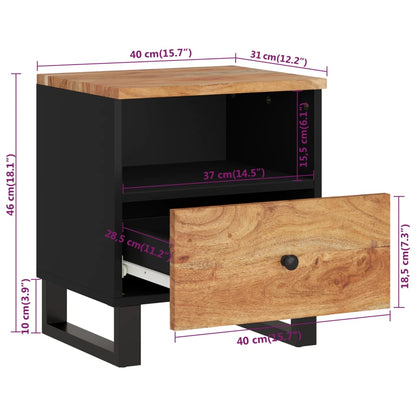 vidaXL Nachttisch Massivholz Akazie & Holzwerkstoff