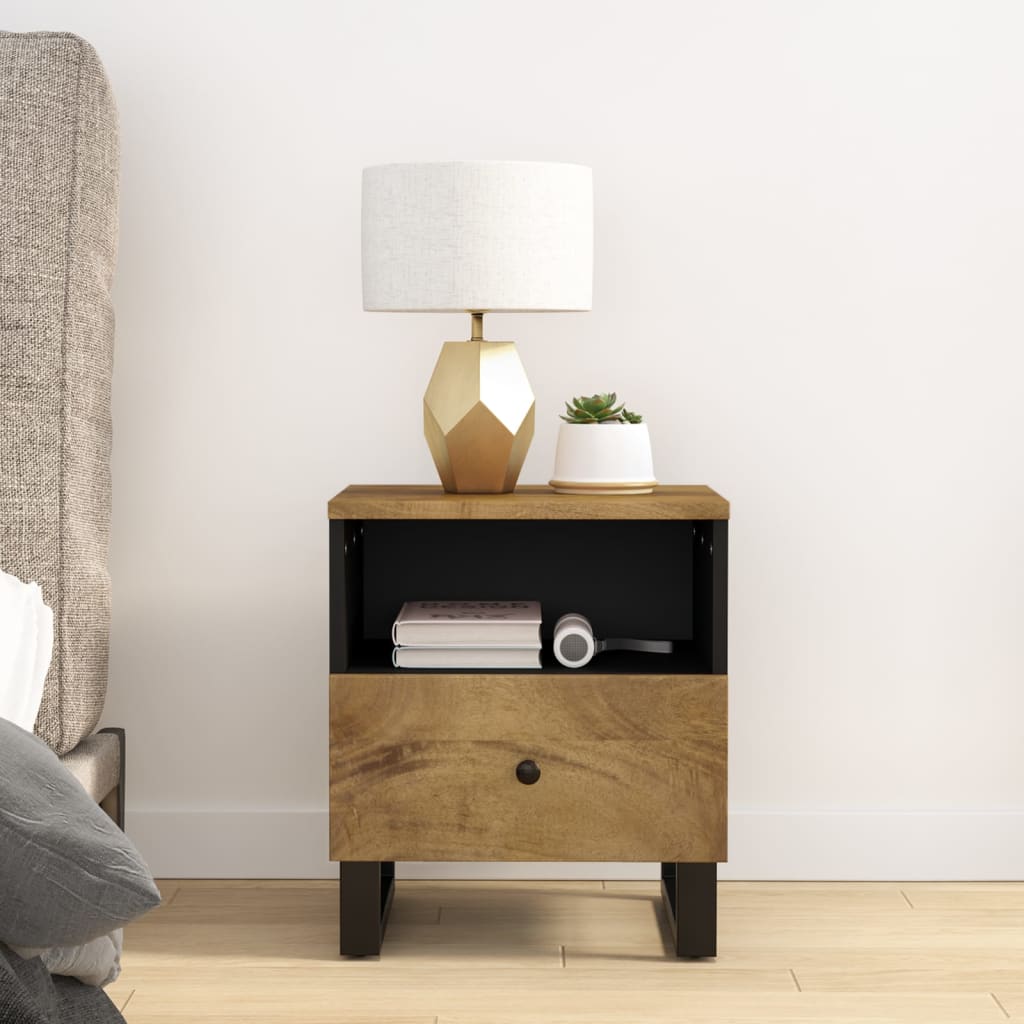 vidaXL Nachttisch Massivholz Mango & Holzwerkstoff
