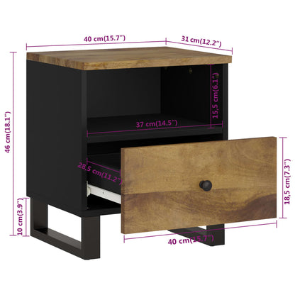 vidaXL Nachttisch Massivholz Mango & Holzwerkstoff