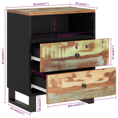 vidaXL Nachttisch 50x33x62 cm Altholz Massiv & Holzwerkstoff