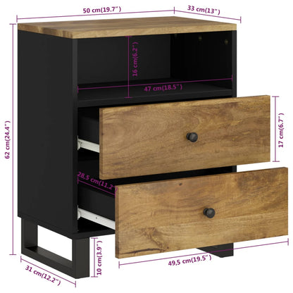 vidaXL Nachttisch 50x33x62 cm Massivholz Mango & Holzwerkstoff