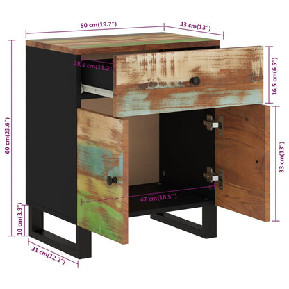 vidaXL Table de chevet 50x33x60 cm Bois de récupération massif et bois d'ingénierie