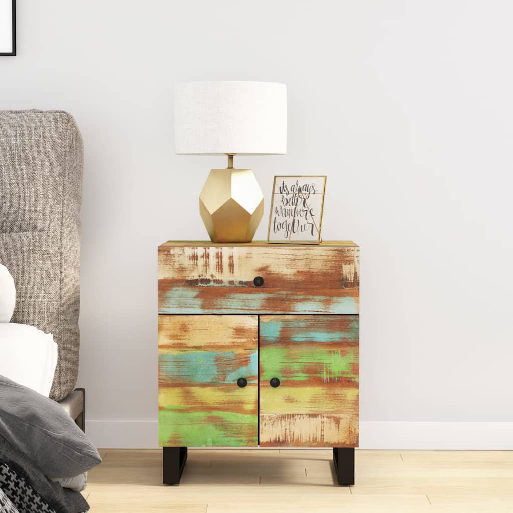 vidaXL Table de chevet 50x33x60 cm Bois de récupération massif et bois d'ingénierie