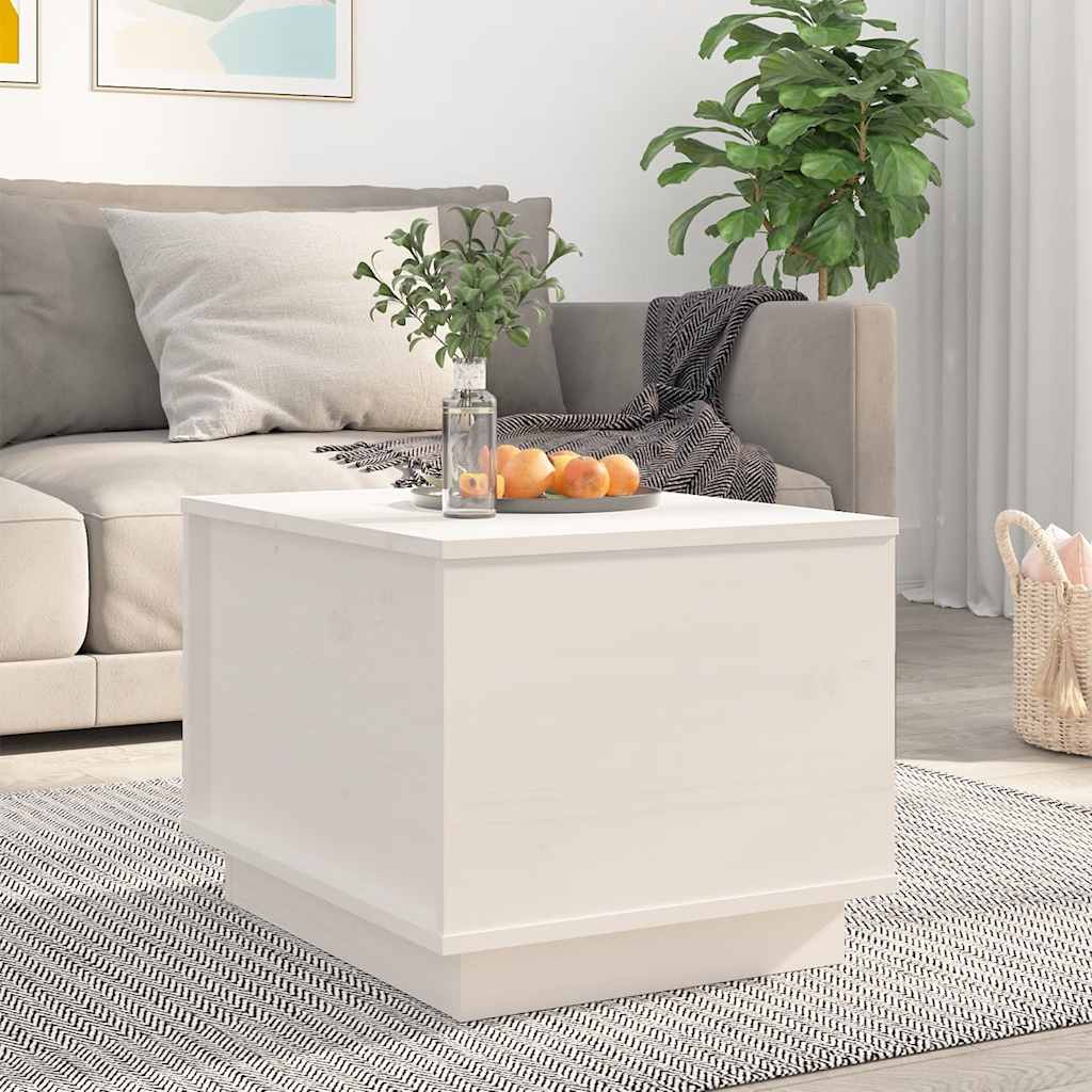 vidaXL Couchtisch Weiß 40x50x35 cm Massivholz Kiefer