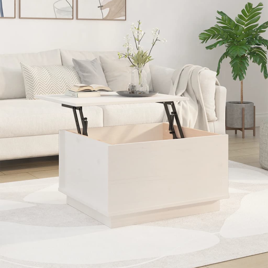 vidaXL Couchtisch Weiß 60x50x35 cm Massivholz Kiefer