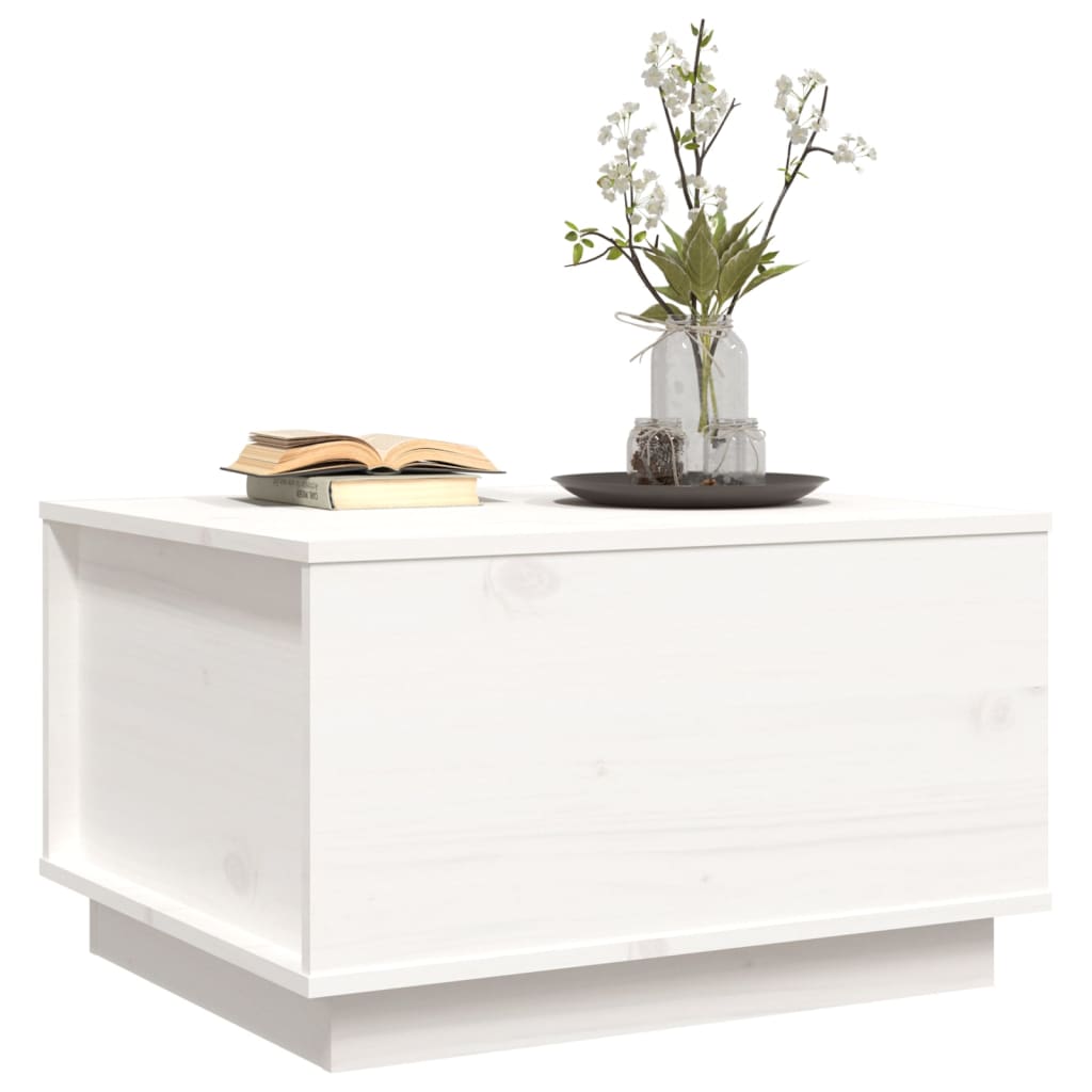 vidaXL Couchtisch Weiß 60x50x35 cm Massivholz Kiefer