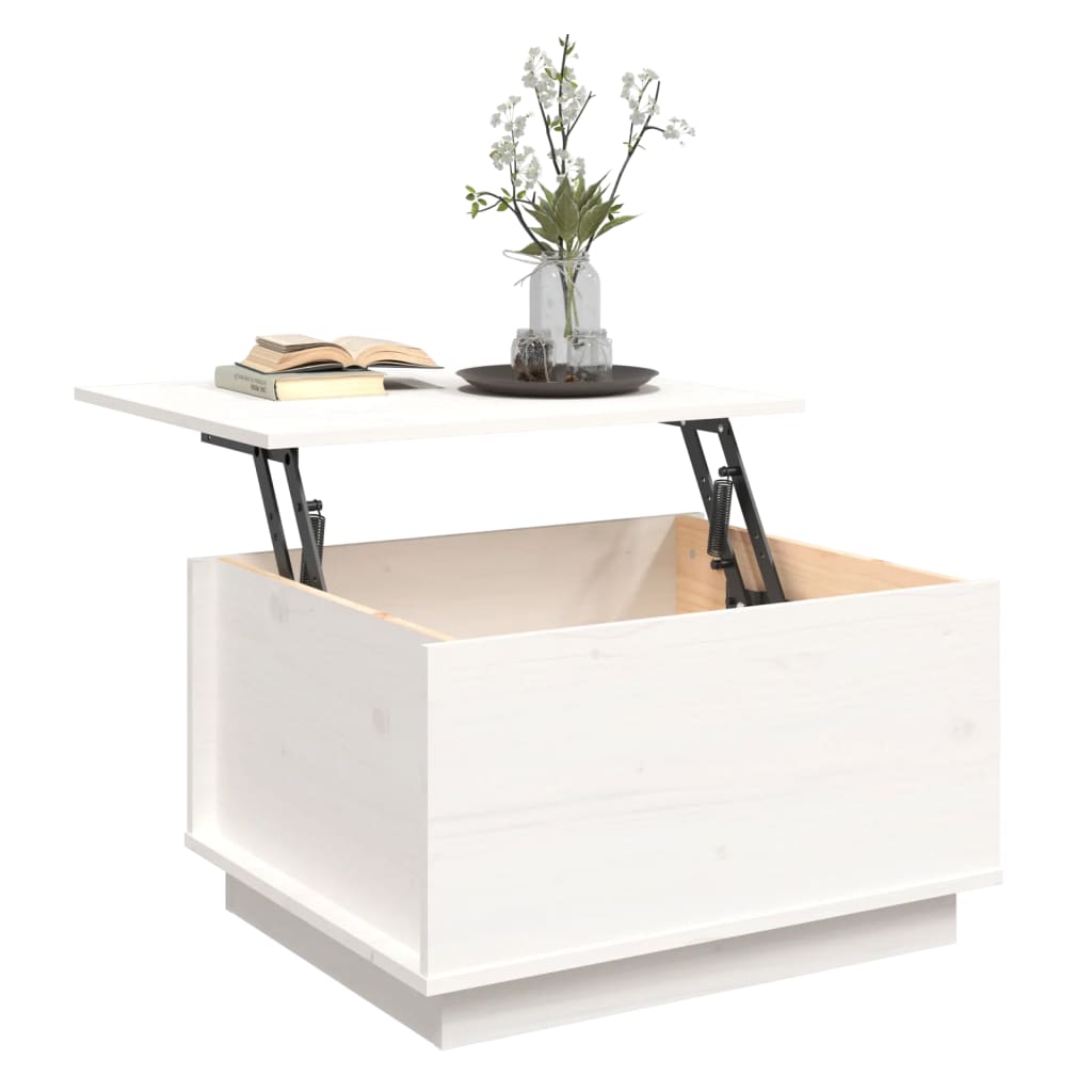 vidaXL Couchtisch Weiß 60x50x35 cm Massivholz Kiefer