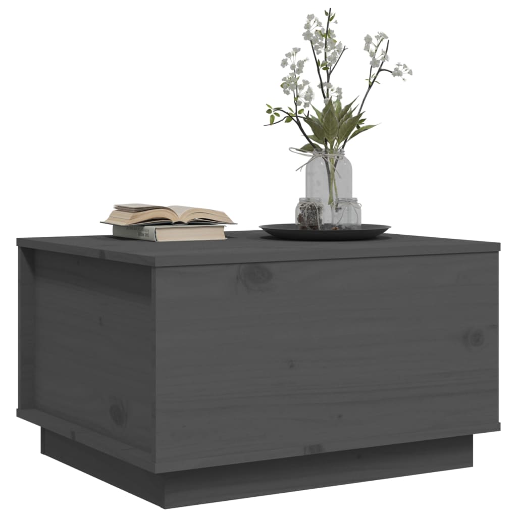 vidaXL Table basse grise 60x50x35 cm en pin massif