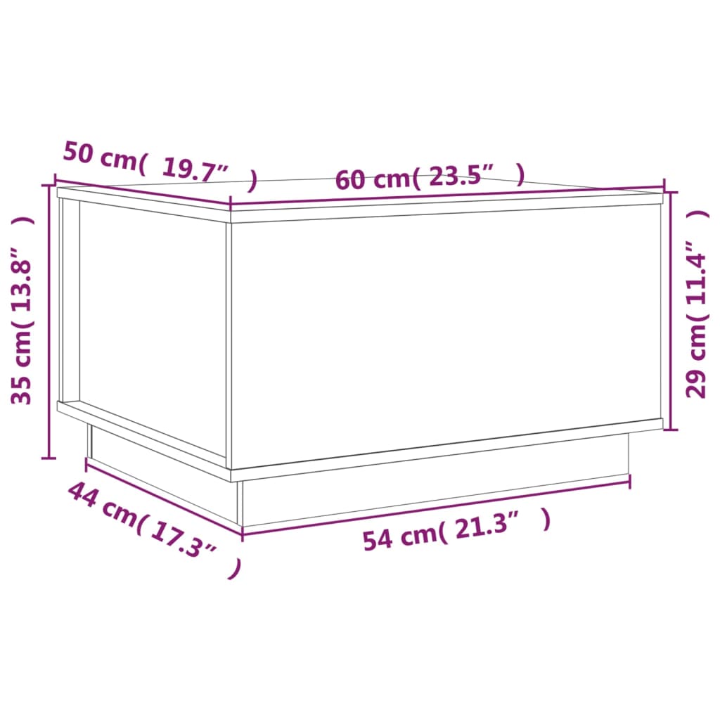 vidaXL Couchtisch Schwarz 60x50x35 cm Massivholz Kiefer