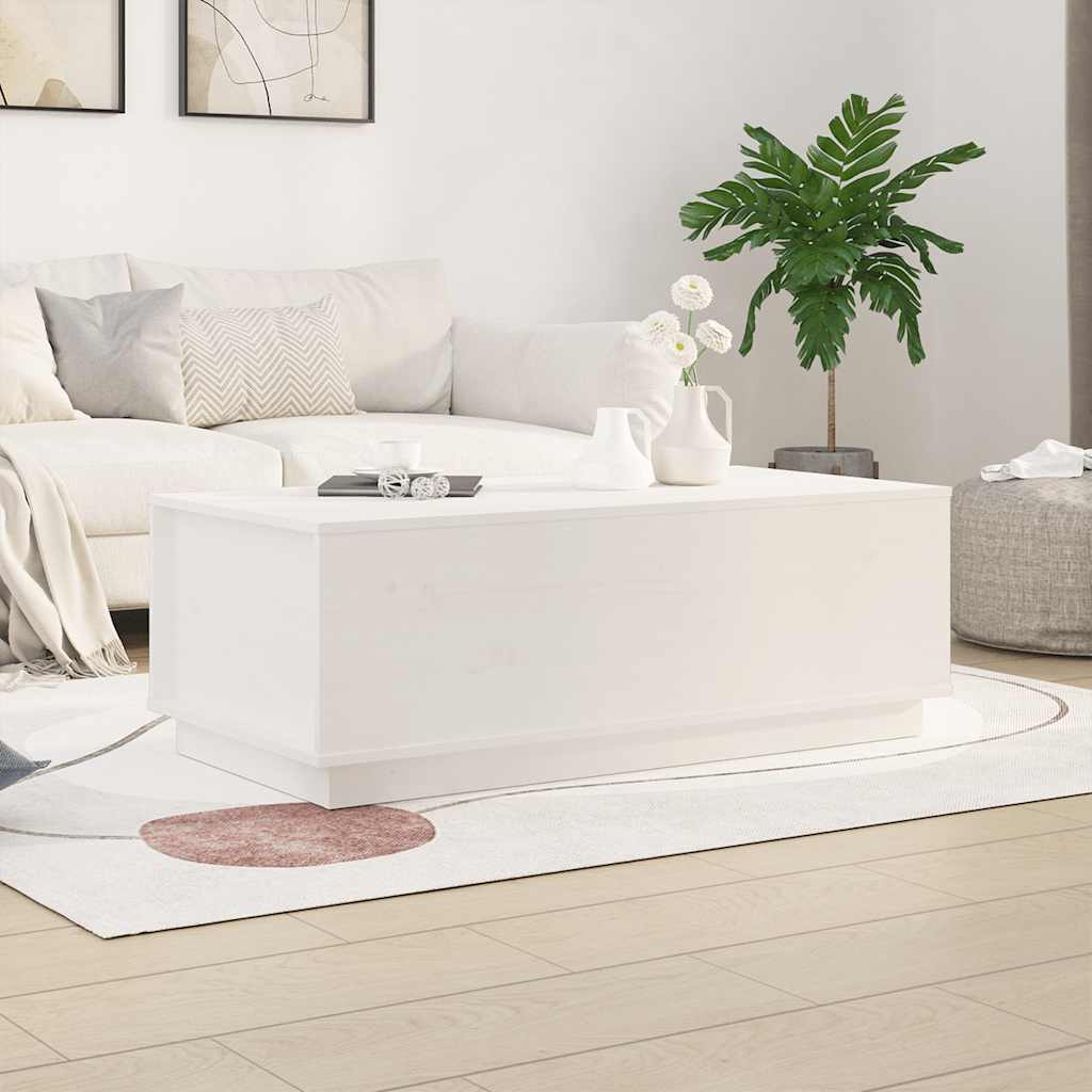 vidaXL Couchtisch Weiß 100x50x35 cm Massivholz Kiefer