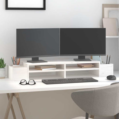 Monitorständer Weiß 100x27,5x15 cm Massivholz Kiefer