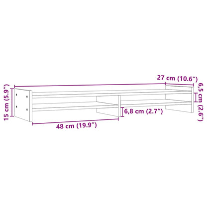 Monitorständer Weiß 100x27x15 cm Massivholz Kiefer