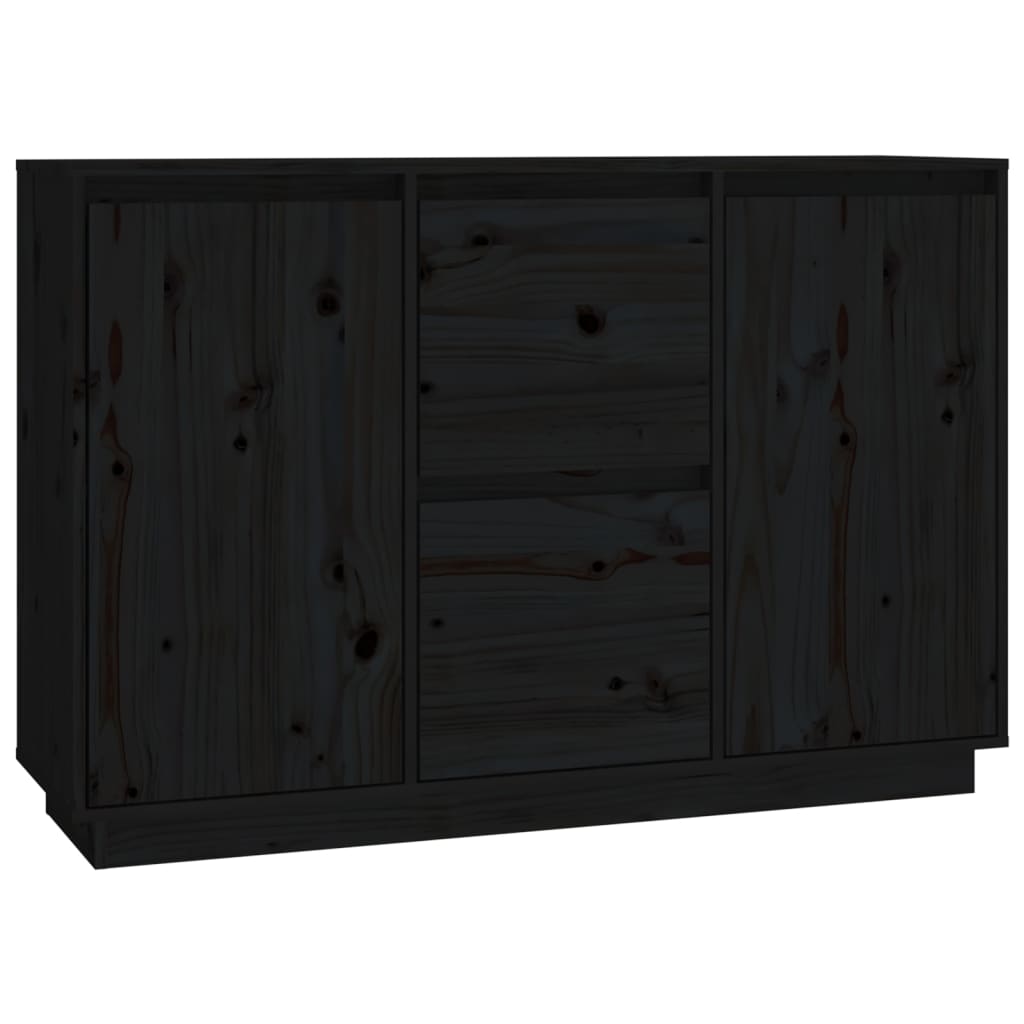 vidaXL Sideboard Schwarz 111x34x75 cm Massivholz Kiefer