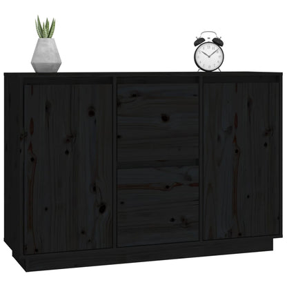 vidaXL Sideboard Schwarz 111x34x75 cm Massivholz Kiefer