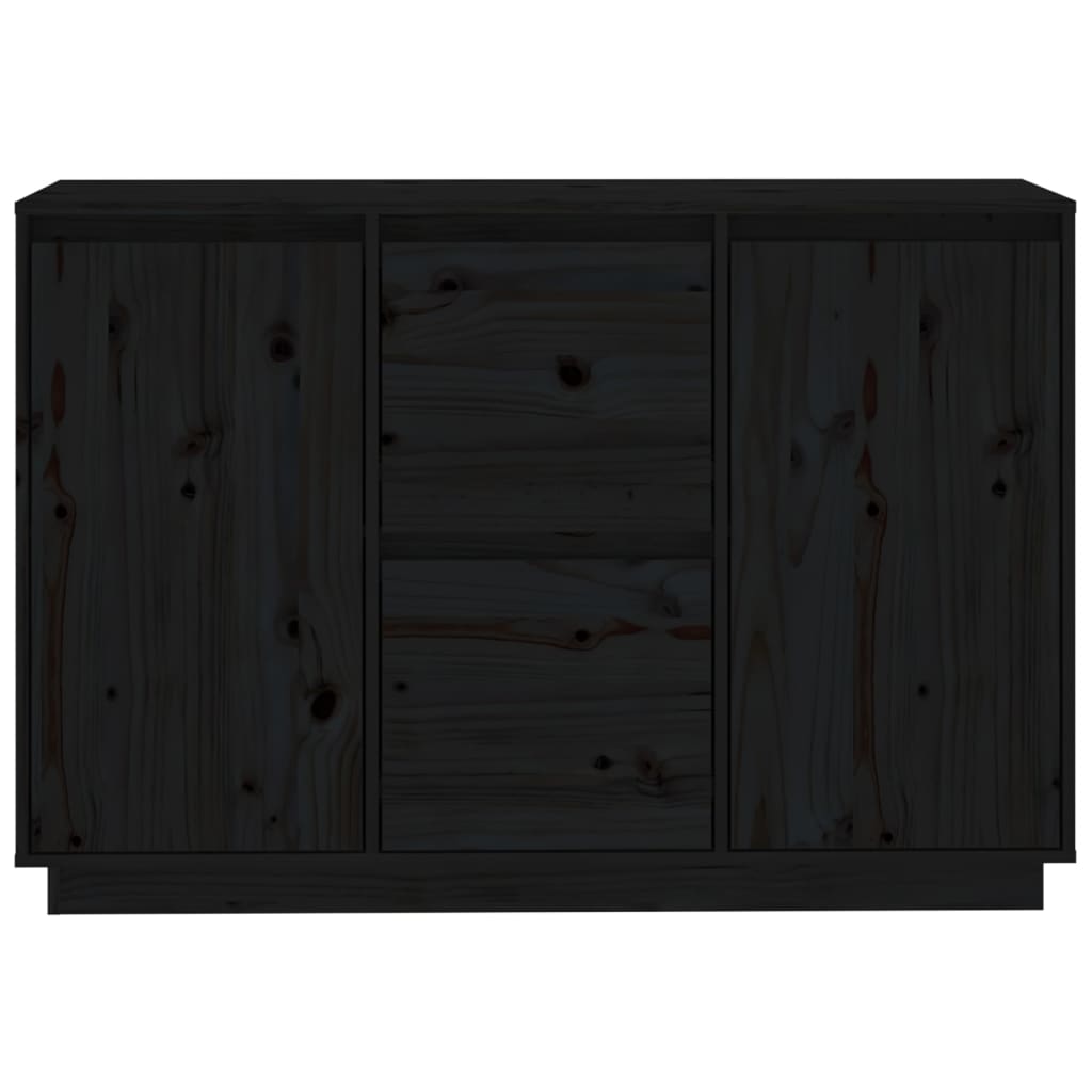 vidaXL Sideboard Schwarz 111x34x75 cm Massivholz Kiefer