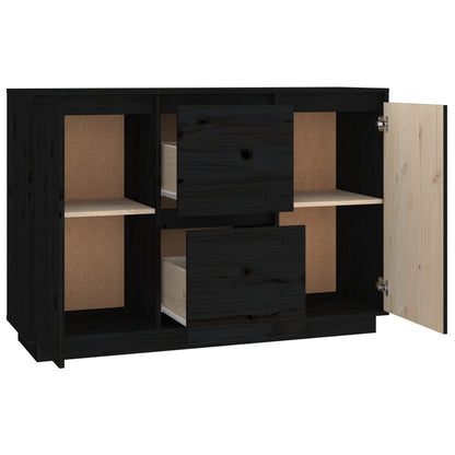 vidaXL Sideboard Schwarz 111x34x75 cm Massivholz Kiefer
