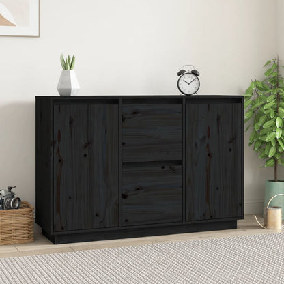 vidaXL Sideboard Schwarz 111x34x75 cm Massivholz Kiefer