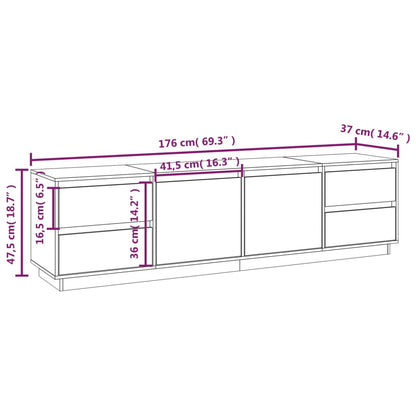vidaXL Meuble TV marron miel 176x37x47,5 cm Bois de pin massif