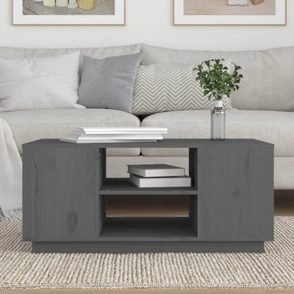 vidaXL Couchtisch Grau 90x49x40,5 cm Massivholz Kiefer