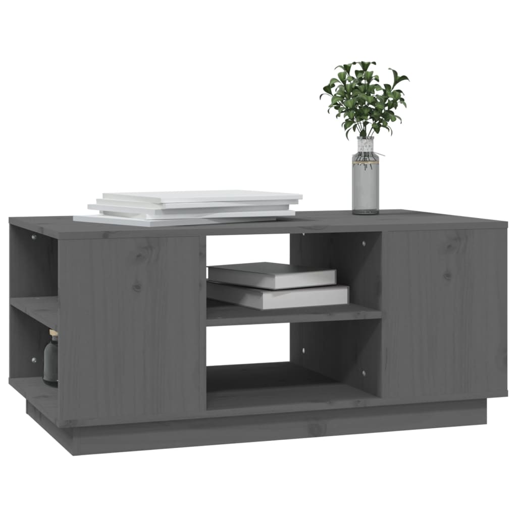 vidaXL Couchtisch Grau 90x49x40,5 cm Massivholz Kiefer