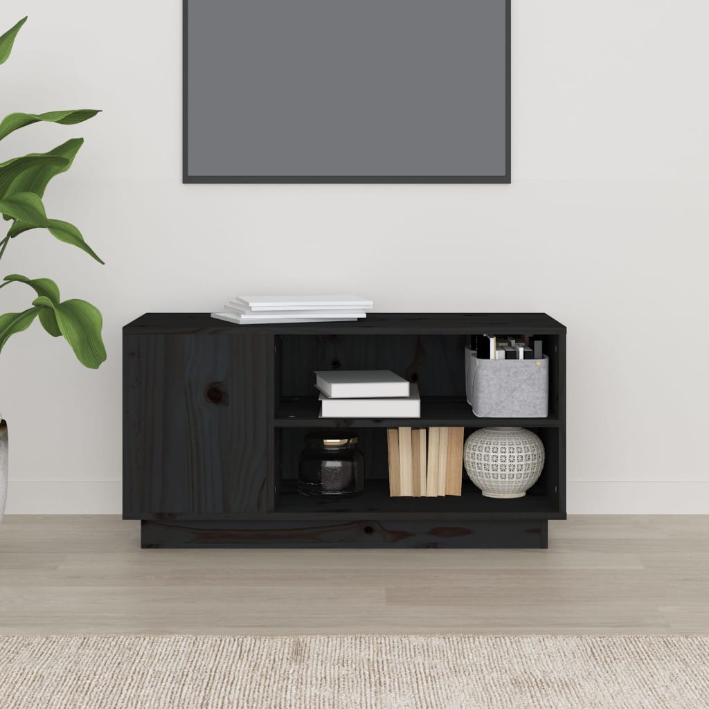 vidaXL Meuble TV Noir 80x35x40,5 cm Bois de pin massif