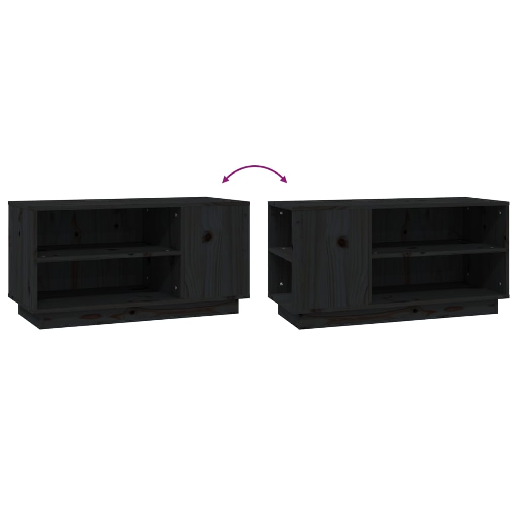 vidaXL Meuble TV Noir 80x35x40,5 cm Bois de pin massif