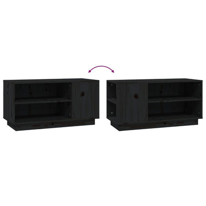 vidaXL Meuble TV Noir 80x35x40,5 cm Bois de pin massif