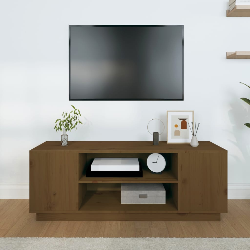 vidaXL Meuble TV marron miel 110x35x40,5 cm Bois de pin massif