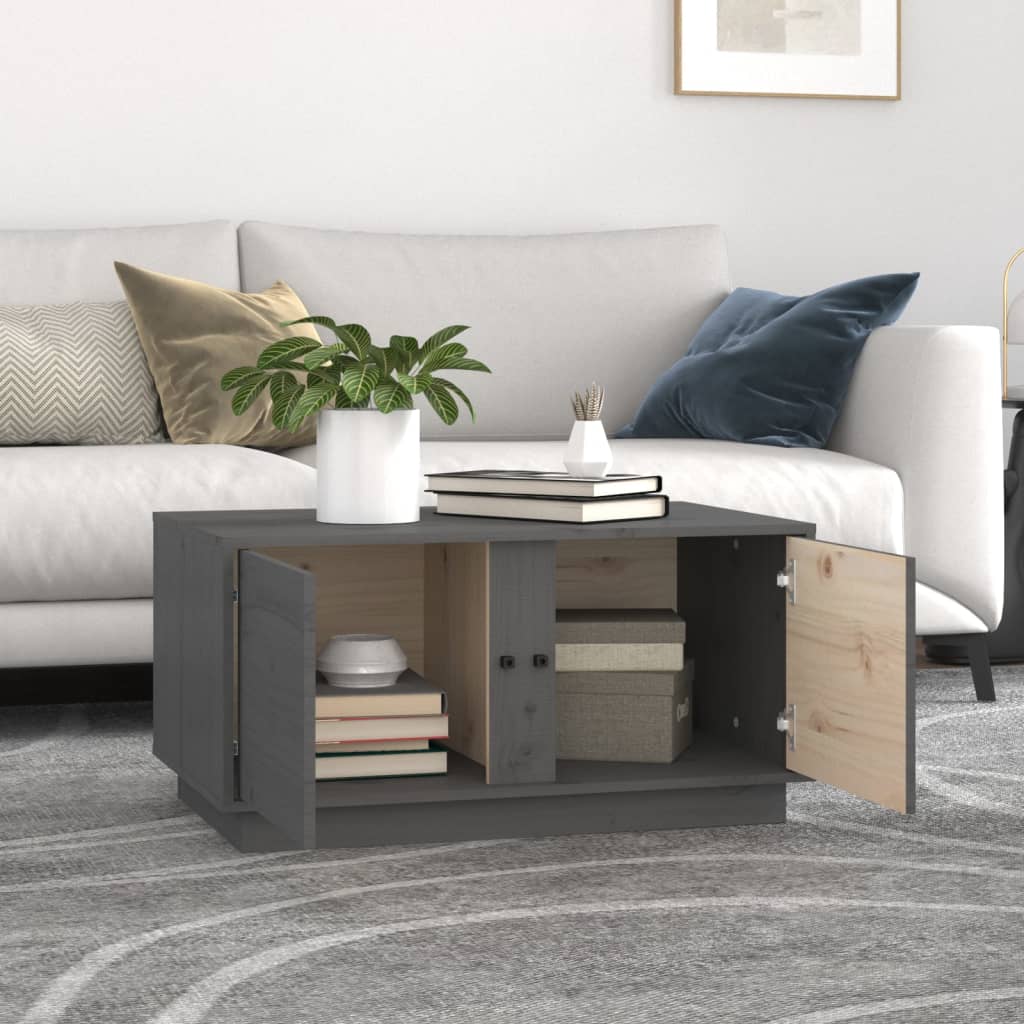 vidaXL Couchtisch Grau 80x50x40 cm Massivholz Kiefer